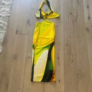 Farai London Yellow and Green Maxi Dress